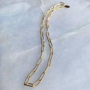 Paperclip chain choker or necklace • 14kt gold